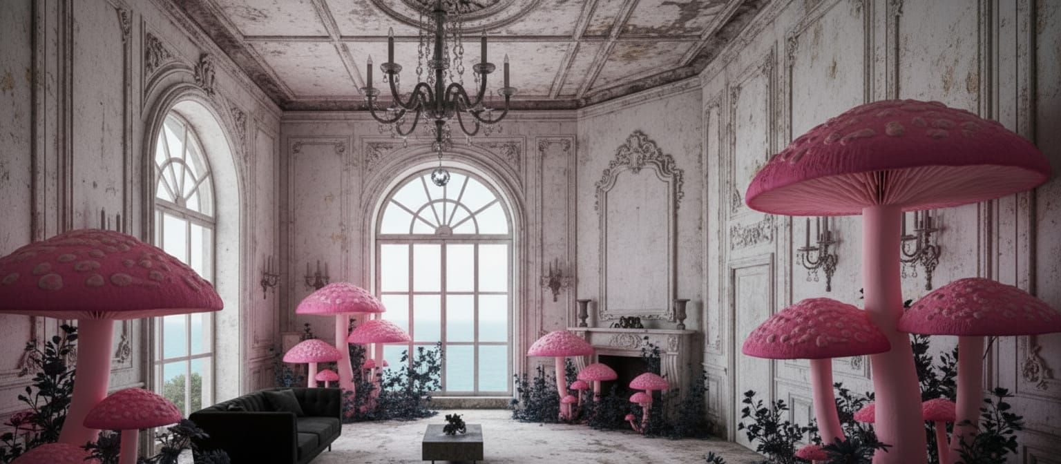 Mushrooms Appearing Inside an Interior Room