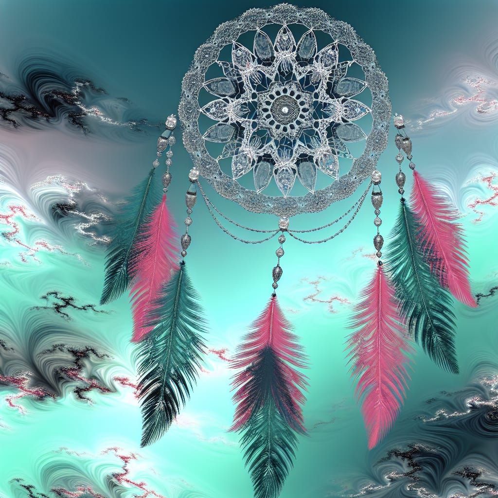 Detailed Dream Catcher with Teal Sky