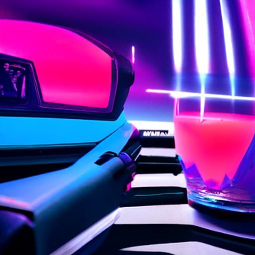 Neon Retro Scene in Synthwave Style