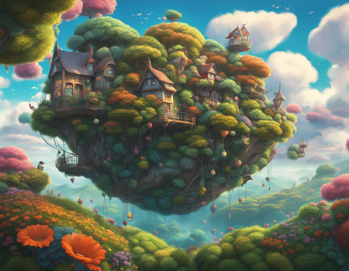 Fantasy Landscape in Whimsical, High-Resolution 3D Style