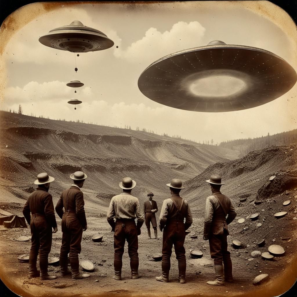 Victorian Miners Encounter a UFO: Tintype Photograph