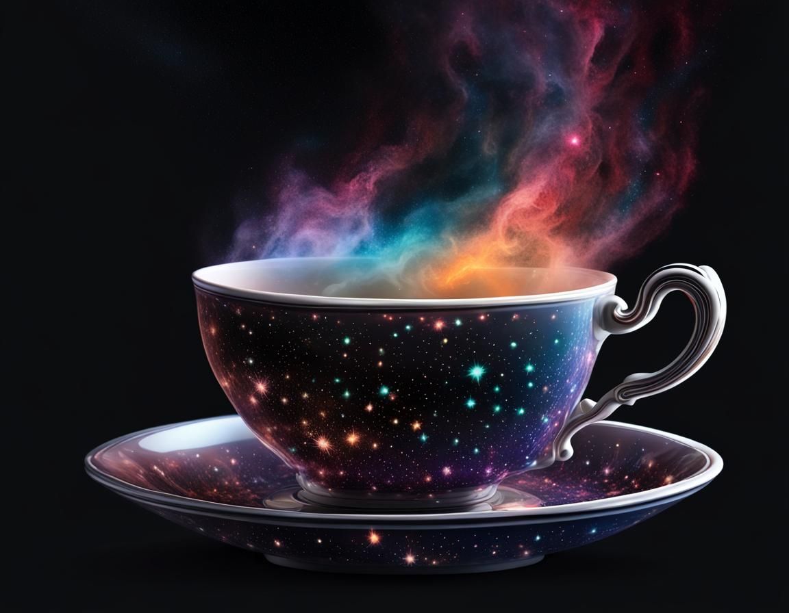 Nebula Teacup: Digital Art in a Dark Room
