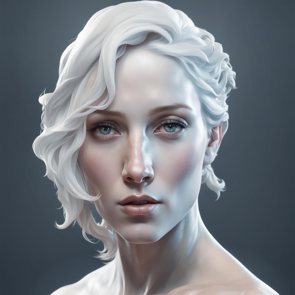 Marble Sculpture Portrait in Hyperdetailed Lighting