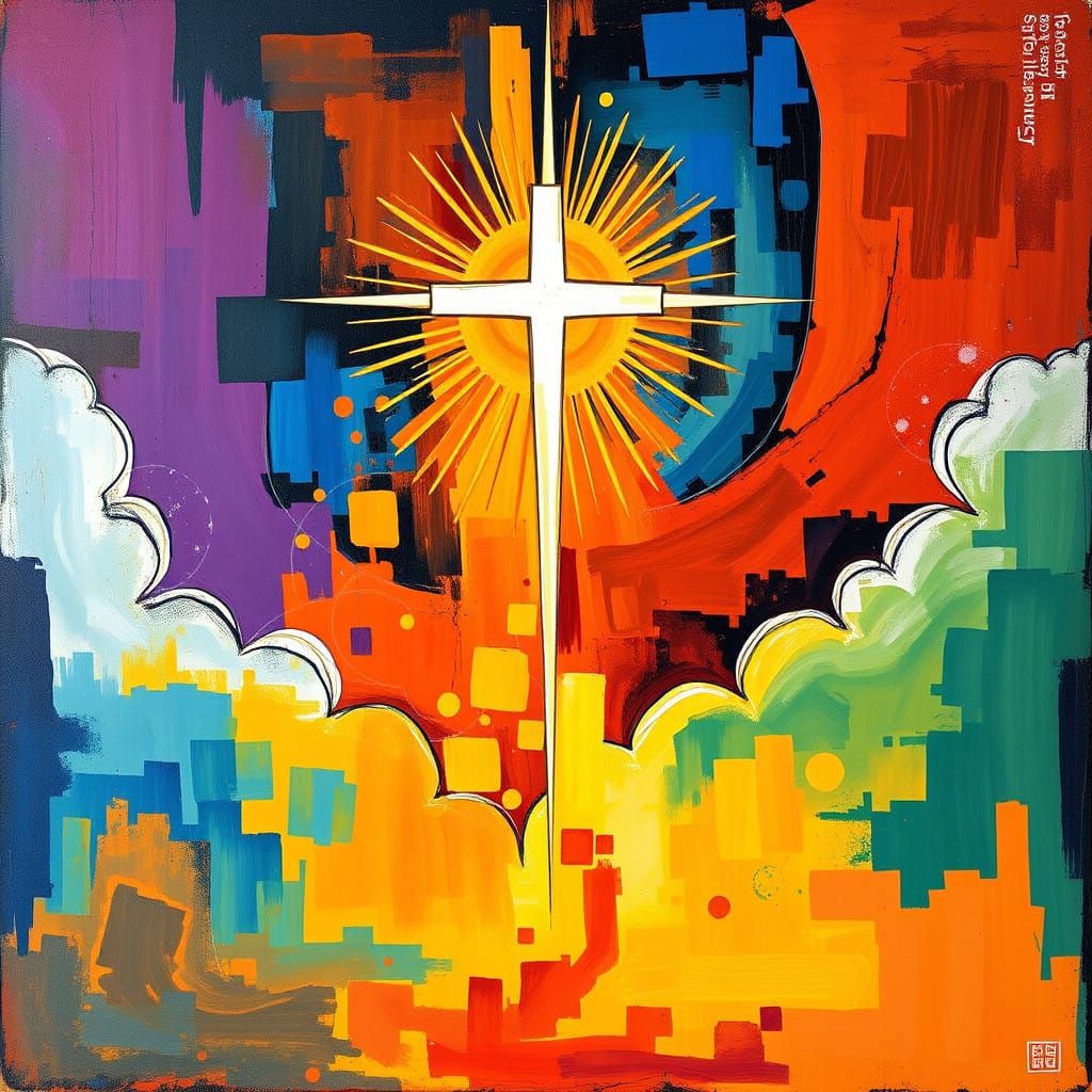 Surreal Ethereal Scene in Vibrant Abstract Art