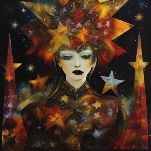 <lora:Starborn1:1.0> Black and white iridescent sparkling co...