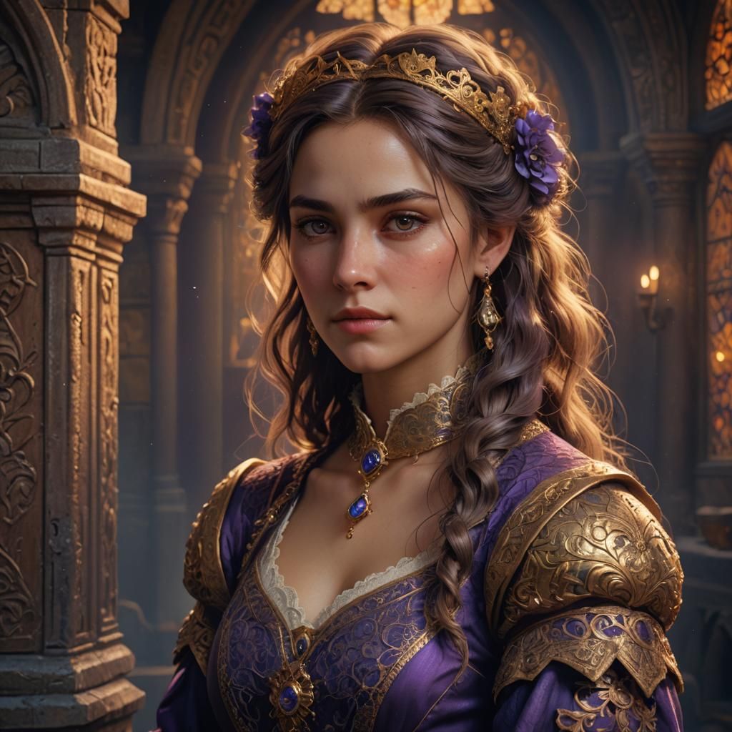 Fantasy Portrait with Medieval Hairstyle in Digital Art