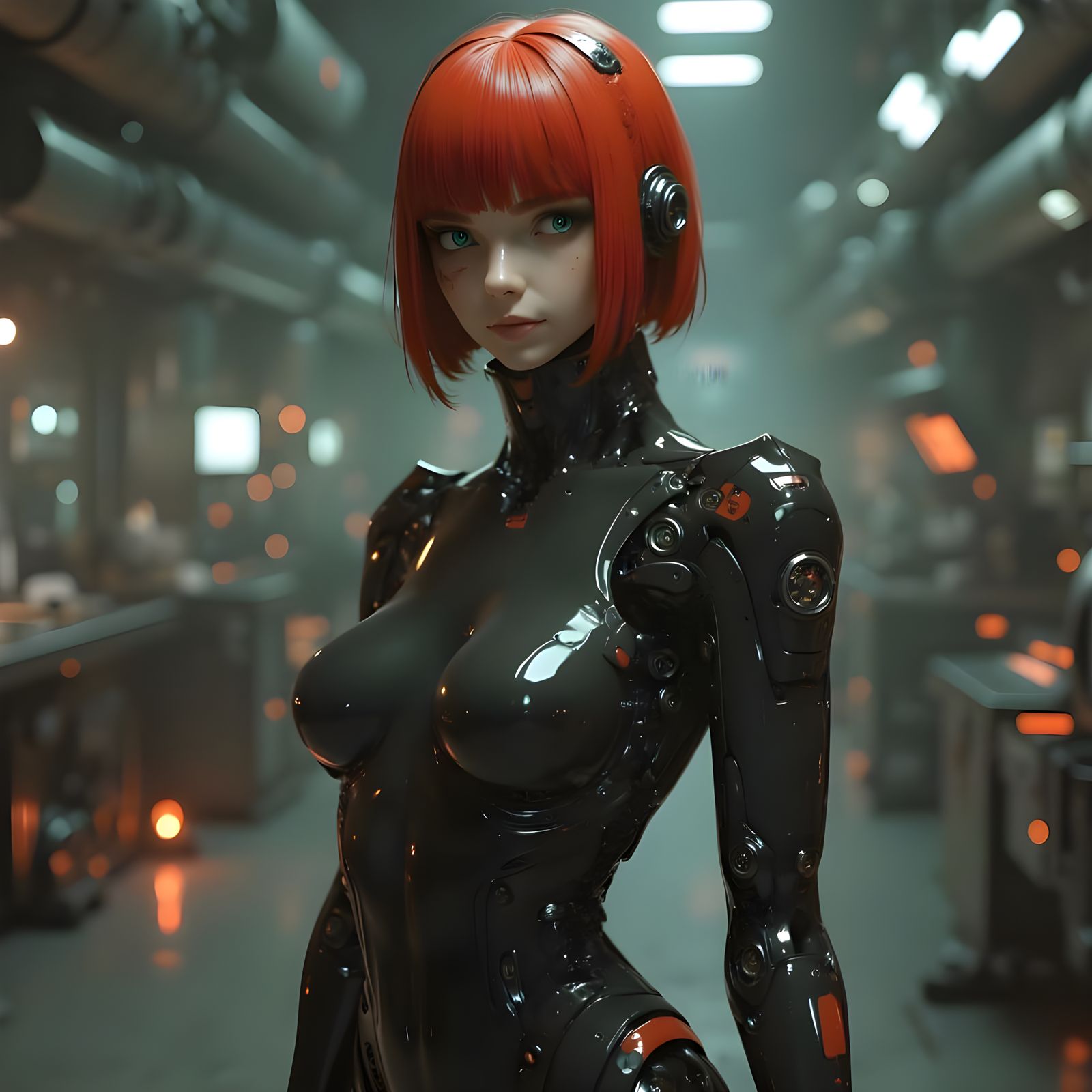 Cyberpunk Goddess in Neo-Futuristic Laboratory