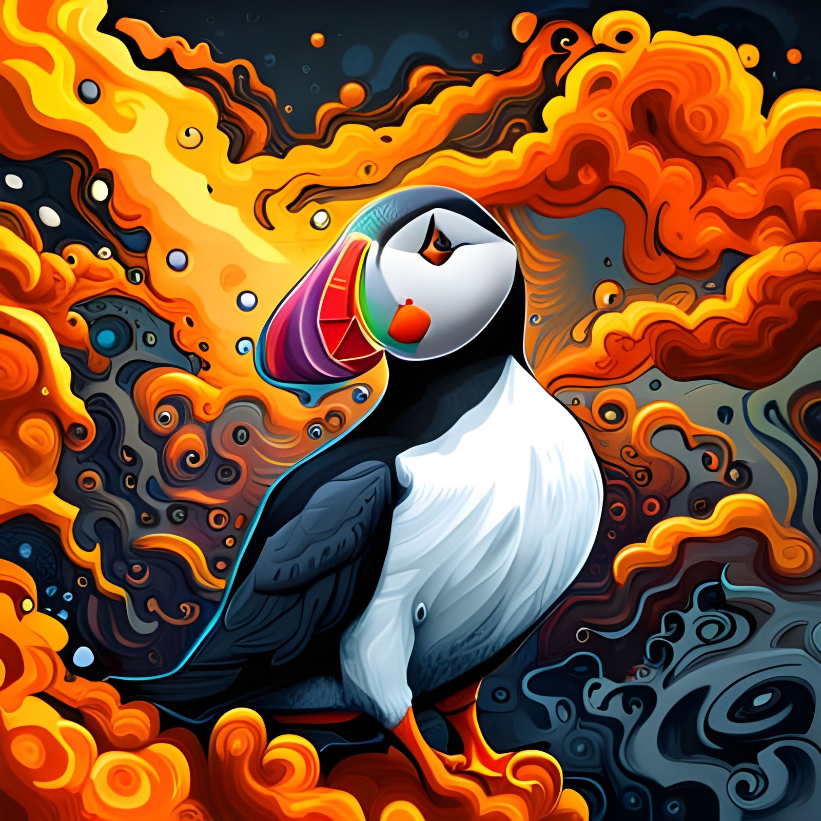 Puffin Vape Clouds in Graffiti Splash Art