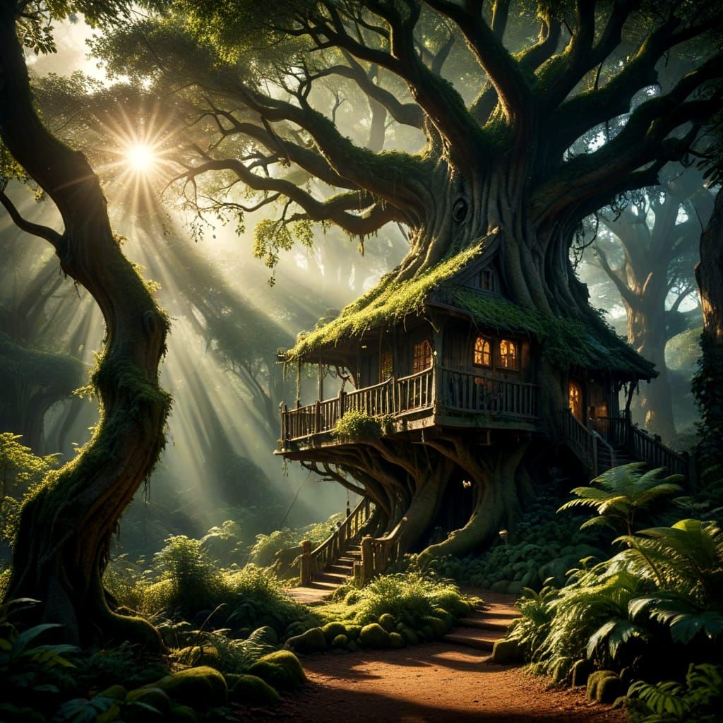 Enchanted Forest Sanctuary in Hyperrealistic Detail