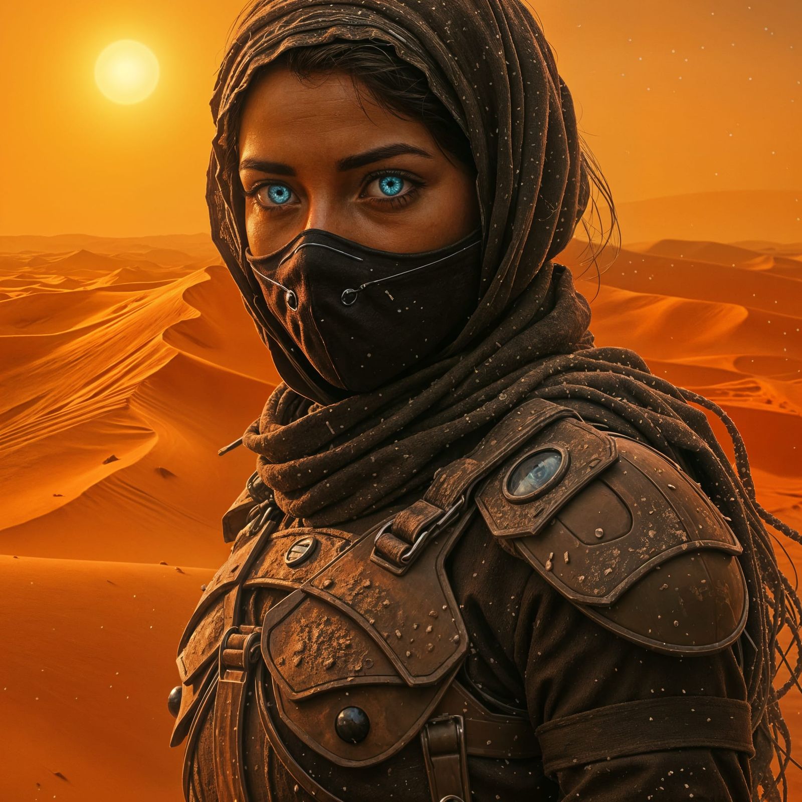 Fremen Warrior Portrait in Arrakis Desert Cinematic Style
