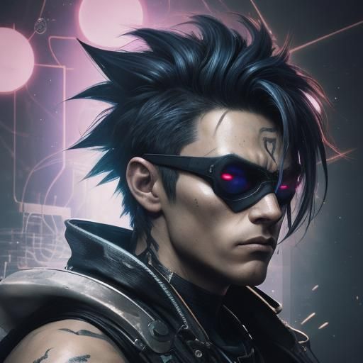 Cyberpunk Goku Portrait with Futuristic Goggles