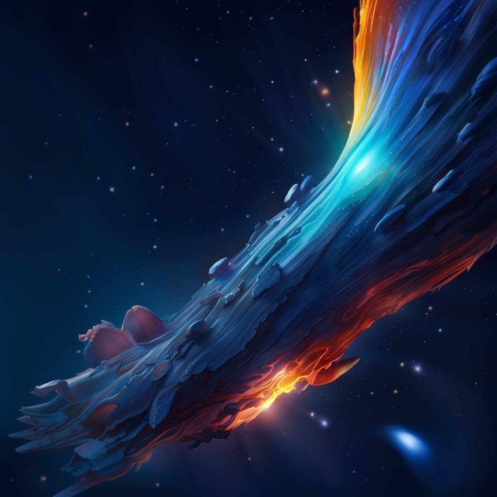 Bright Comet in Deep Blue Sky: Hyperrealistic Splash Art