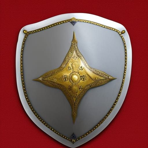 Ornate Damascus Gold and Silver Shield