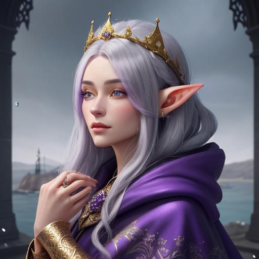 Beautiful Elf with Rose in Fantasy Setting