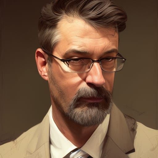 Detailed Portrait of French Professor in Artstation Style