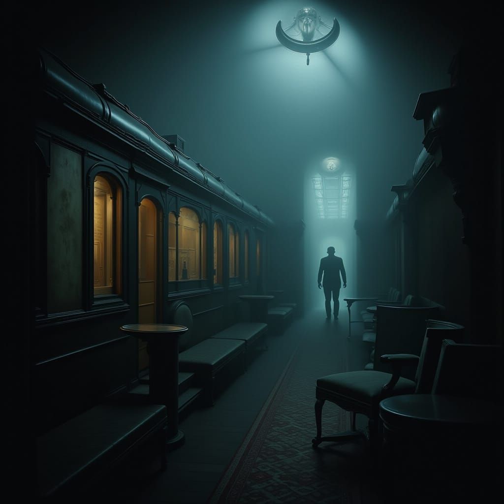 Gothic Horror Scene on Foggy Oriental Express