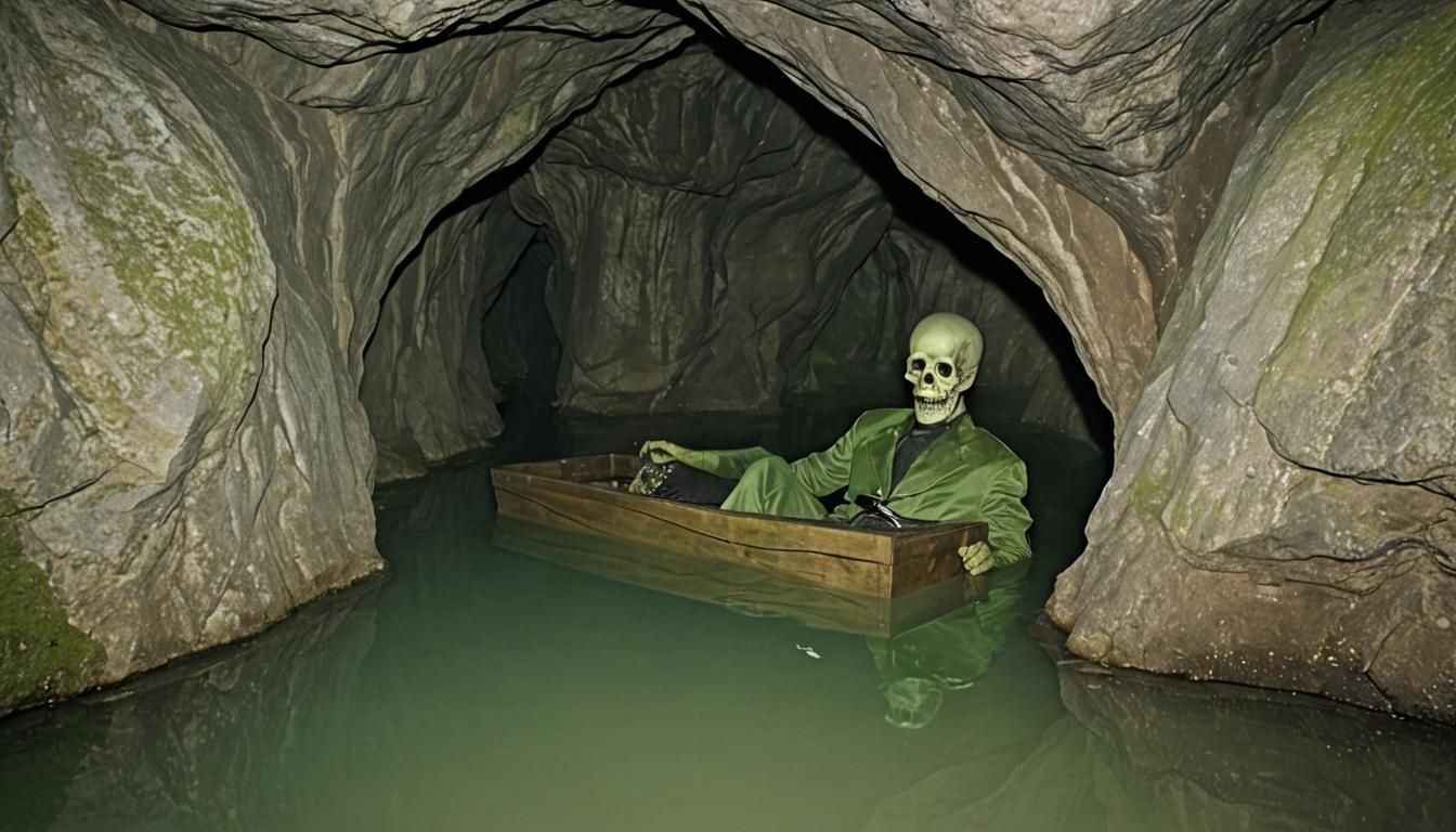 Claustrophobic Underwater Restroom in Toxic Green