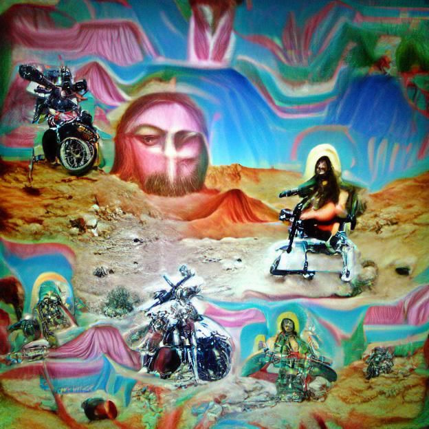 Heavy Metal Jesus on Lunar Motorcycle