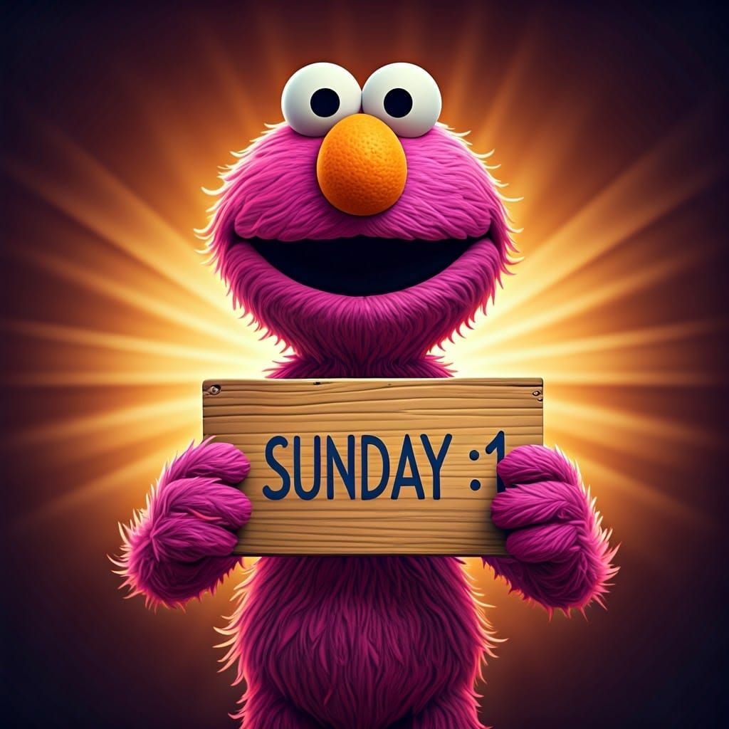 Elmo's Sunday Sign in Vibrant Digital Art