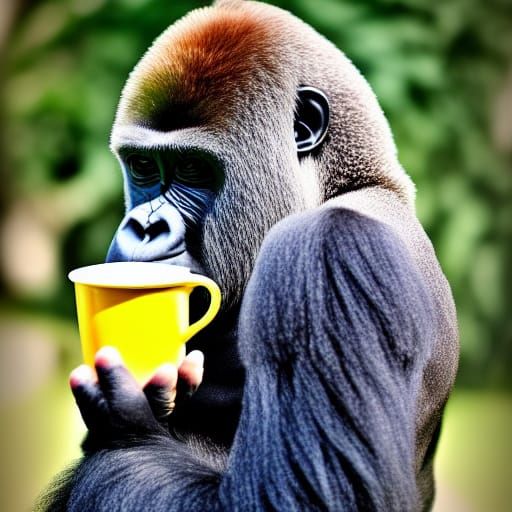 Funny Gorilla in a Cup: Professional Photography