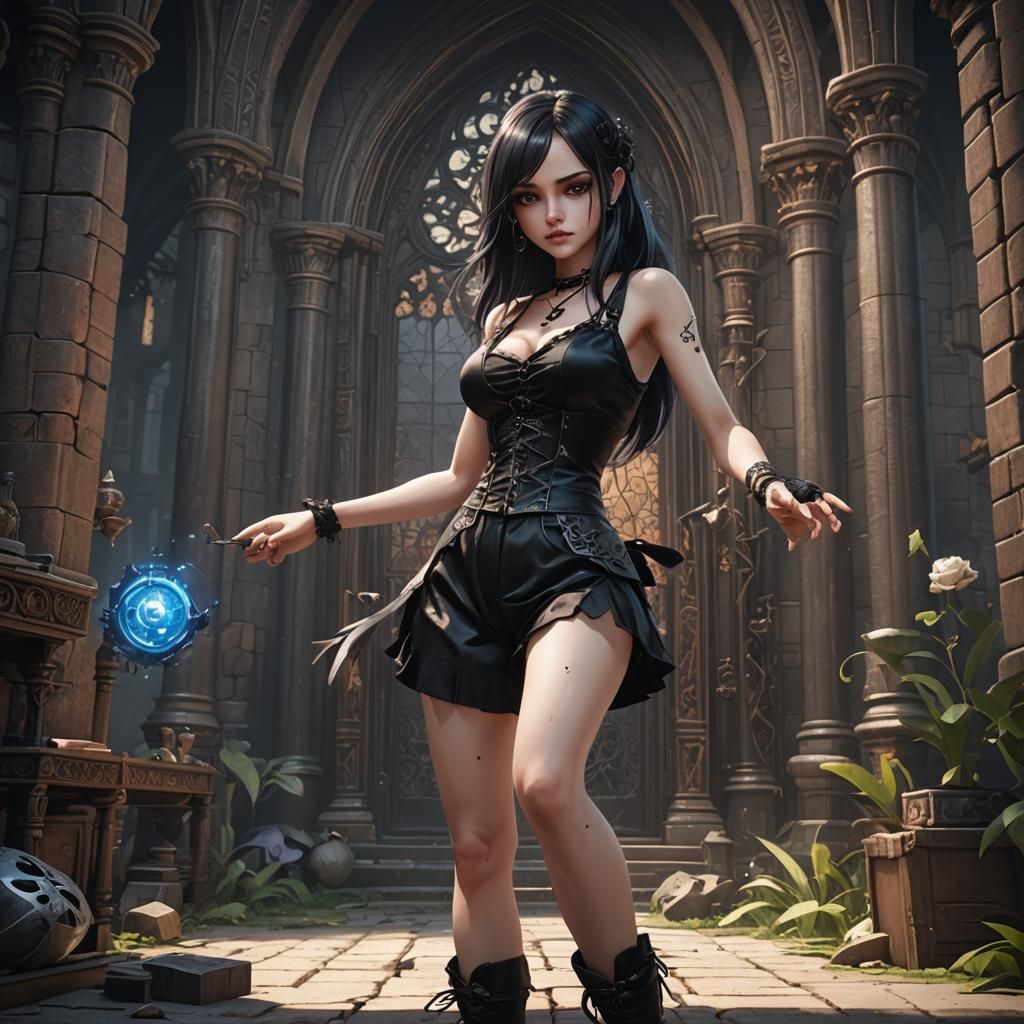 Cute Gothic Girl Dancing