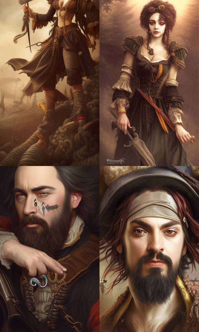 Blackbeard Portrait in Hyperrealistic Fantasy Art Style