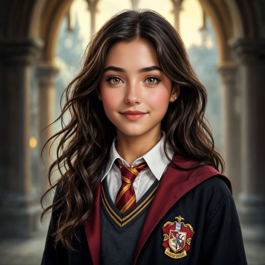Gryffindor Student Portrait in Magical Semi-Realistic Style