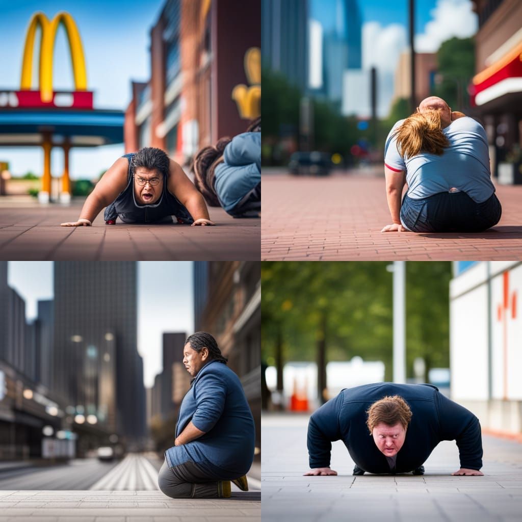 Obese Americans Crawling to McDonald's: Photography