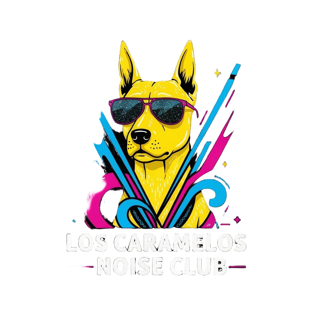 Yellow Rock Star Dog Logo in Abstract Style