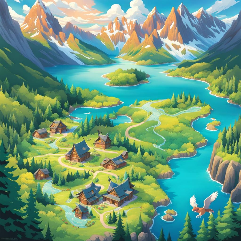 Pokémon Map: Canada's Landscapes in Anime Style