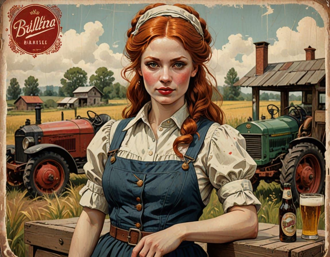 Vintage Pin-Up: Russian Redhead Beer Seller