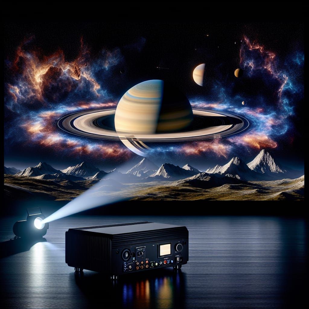 Saturn Hologram: Hyperrealistic Projection into the Night Sk...