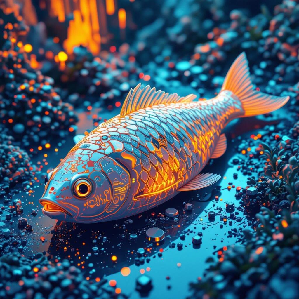 Technological Gefilte Fish in Fantasy Sci-Fi Style