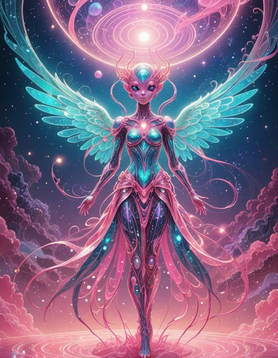 Enchanted Celestial Being in a Whimsical Solar System