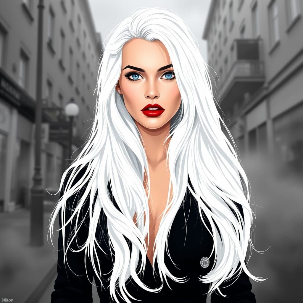 Vintage Pinup Girl in Smoky London Fog