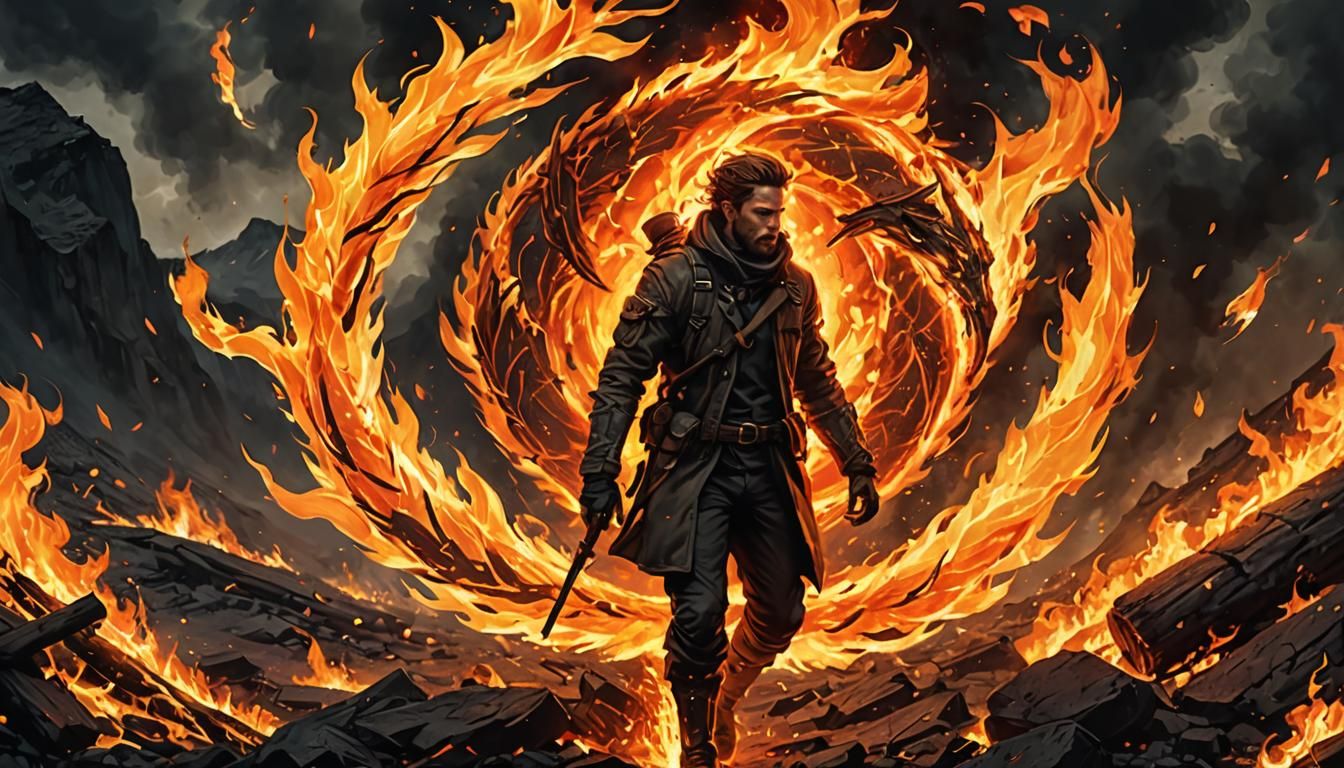 Abstract Figure Made of Fire