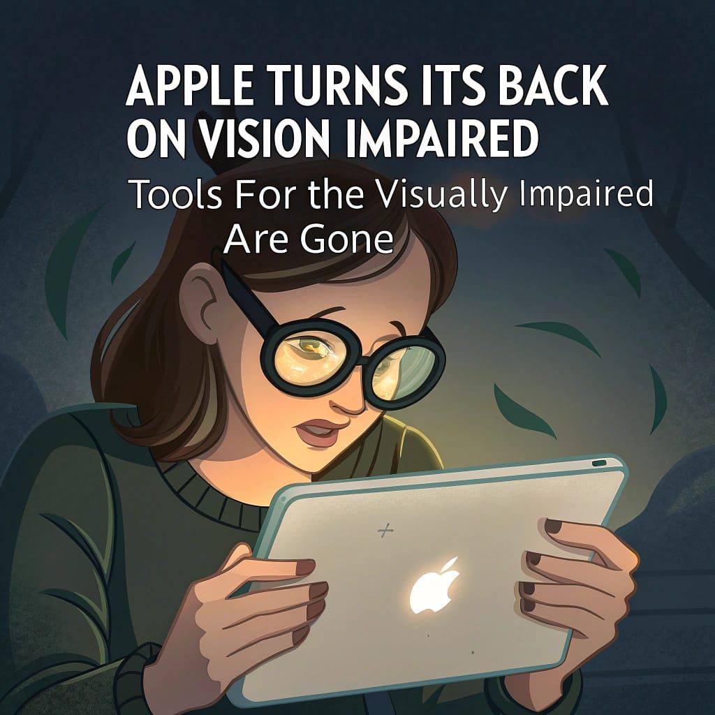 Woman with iPad: Accessibility Issues in Digital Art Style