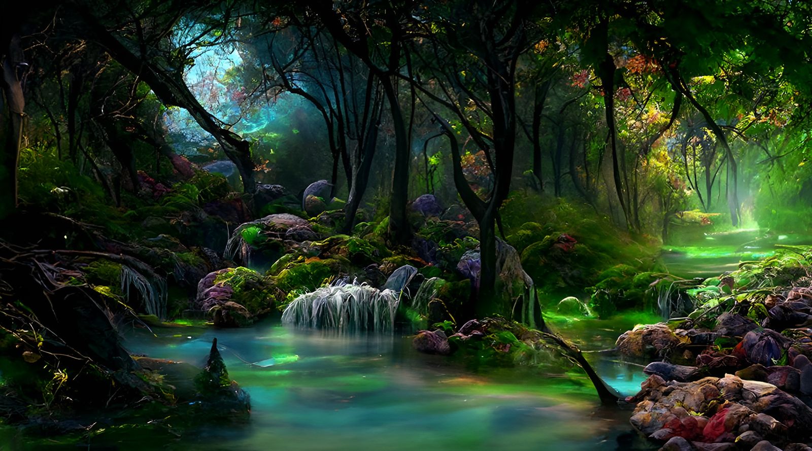 Enchanted Forest with Vivid Flora in Hyperrealism