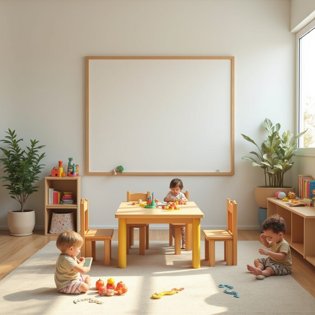 Classroom Scene with Blocks and Educational Materials