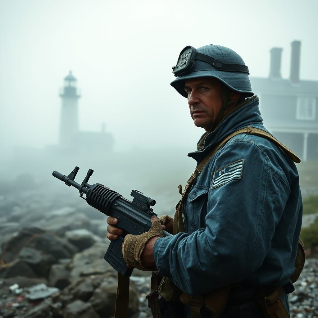 Battle-hardened Soldier in Gritty War Landscape