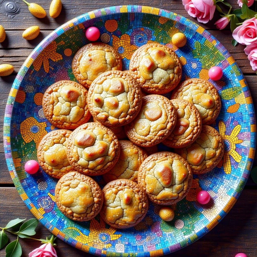 Vibrant Mosaic Cookies on a Plate