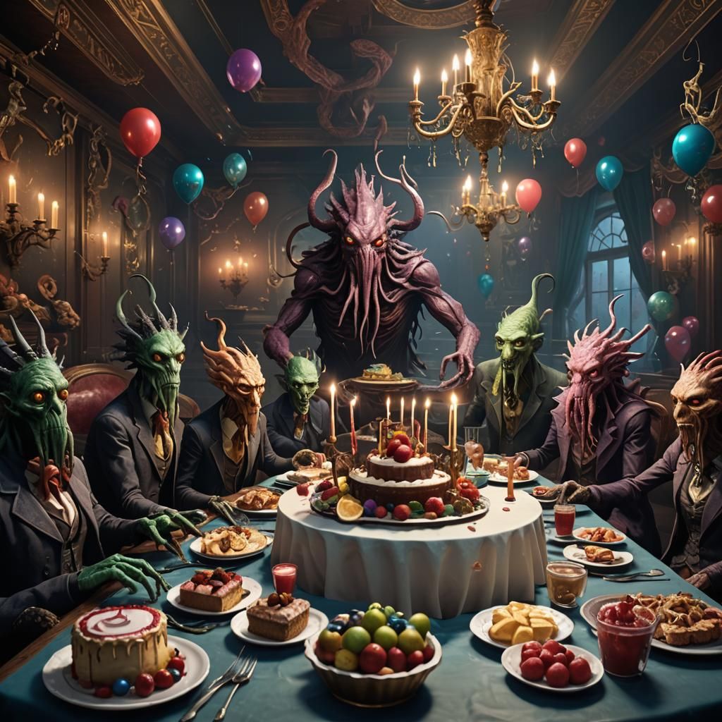 Lovecraftian Birthday Party: Detailed Matte Painting