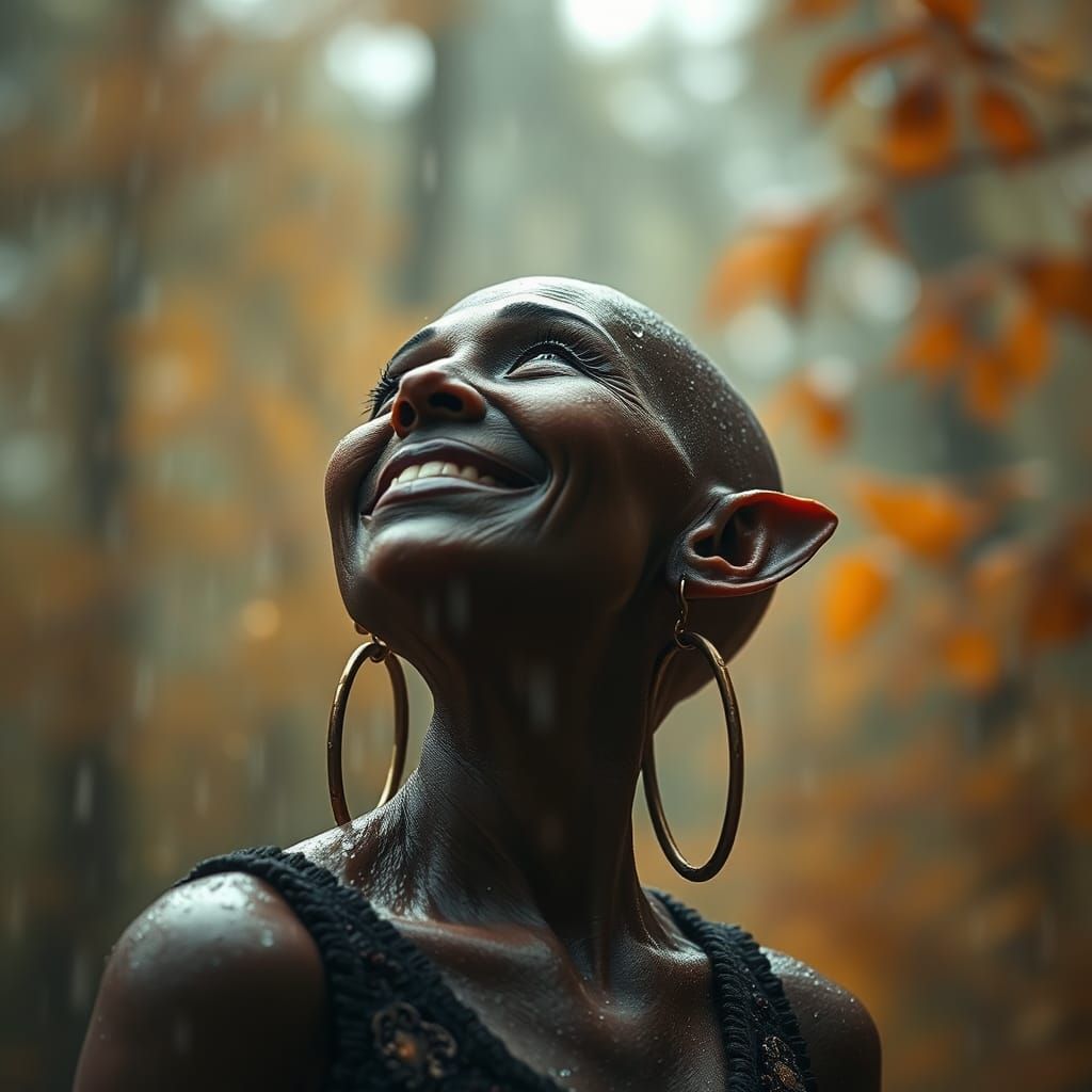 Bald Elf Smiling in the Rain 4