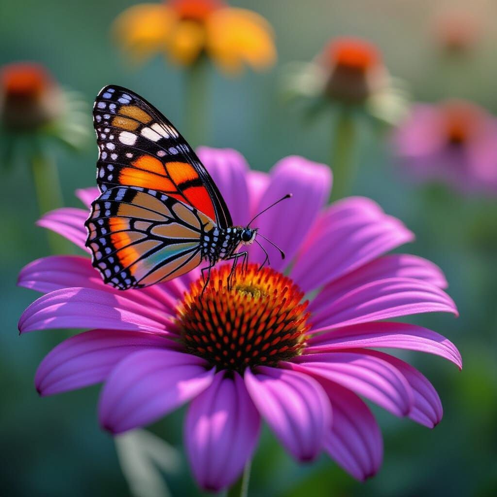 Macro Photo of Butterfly and Flower
