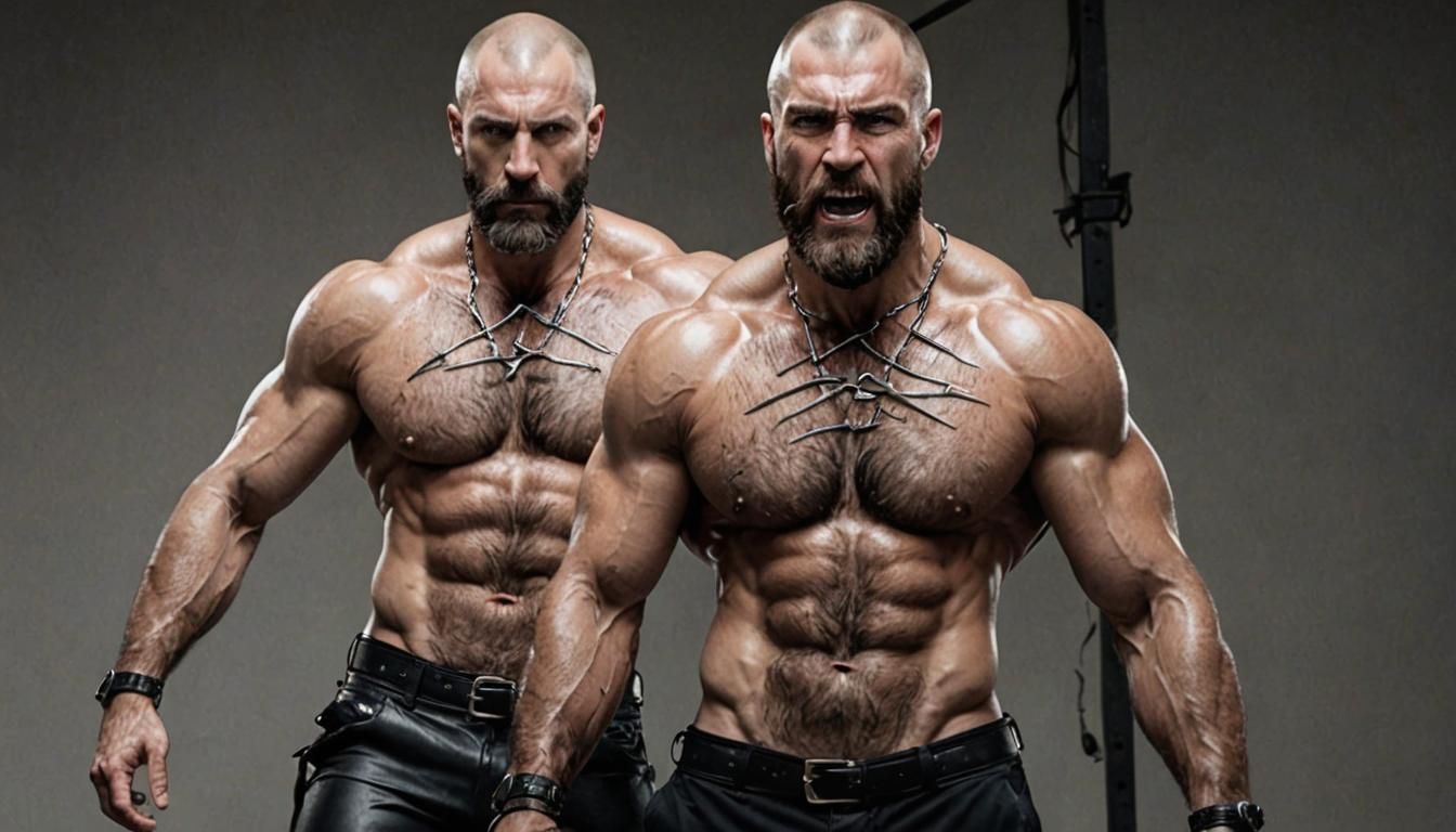 Muscular Bearded Man with Crown of Thorns