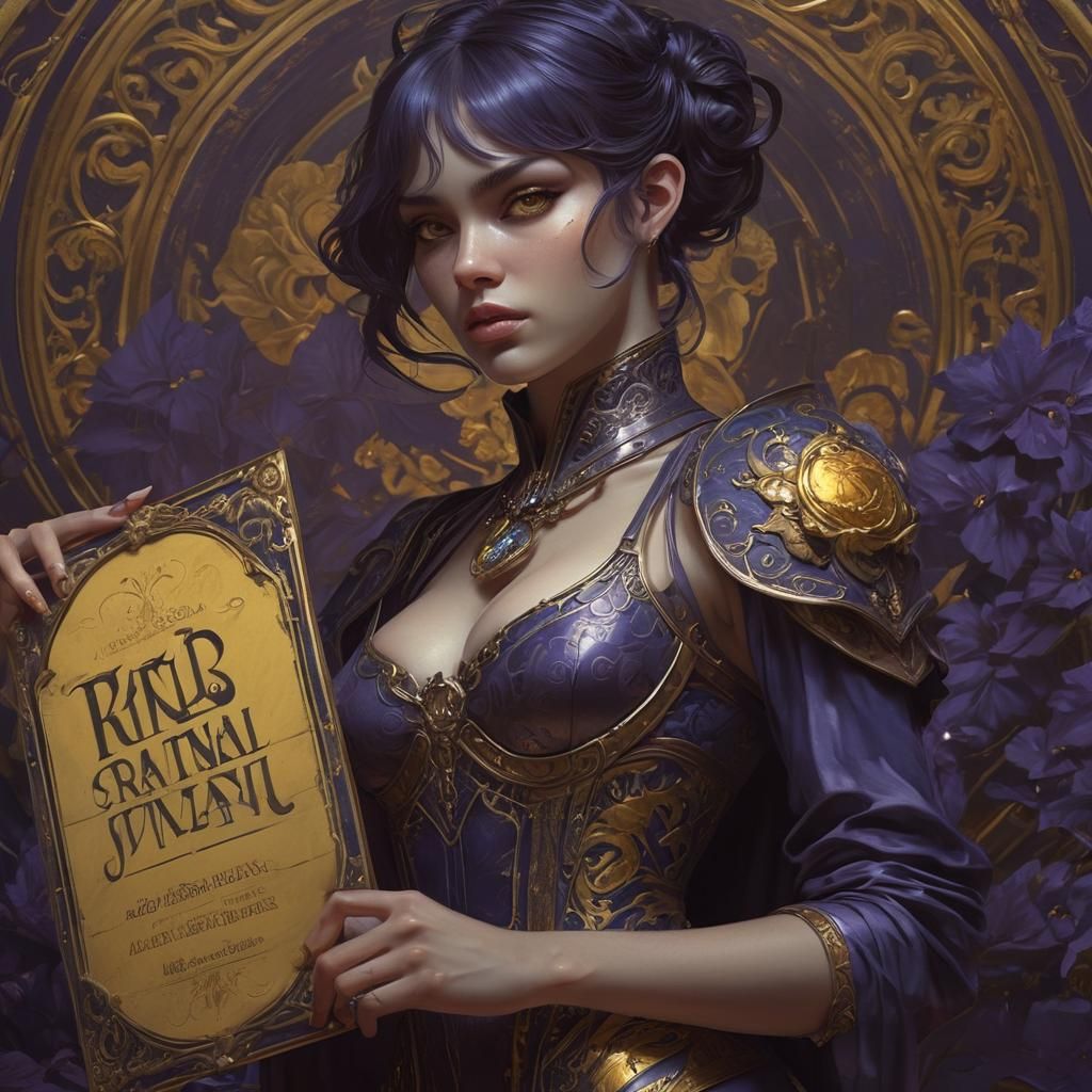 Dark Fantasy Ring Girl Art Nouveau Style