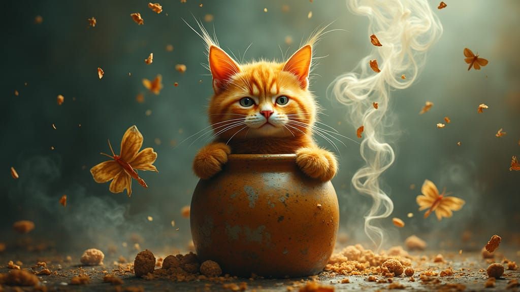 Whimsical Nutty Tabby Trapped in a Jar