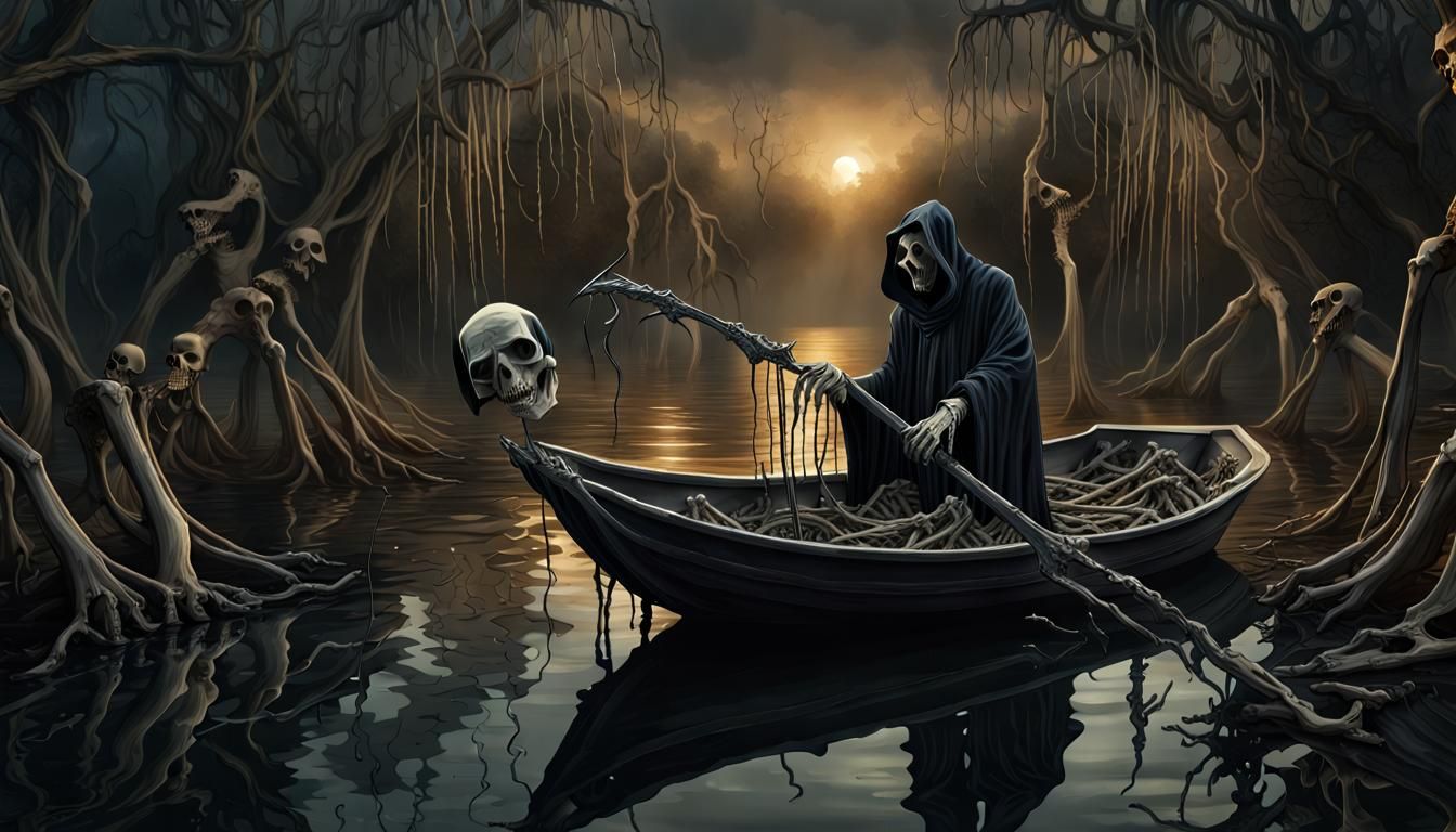 Grim Reaper's Journey to the Underworld: Gothic Art