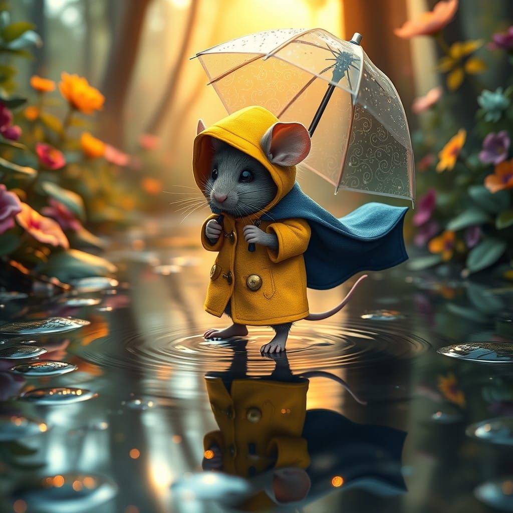 Whimsical Mouse in Mystical Forest