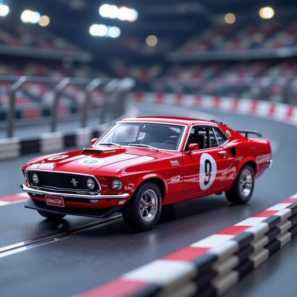 1969 Ford Mustang Coca-Cola Race Car Diorama